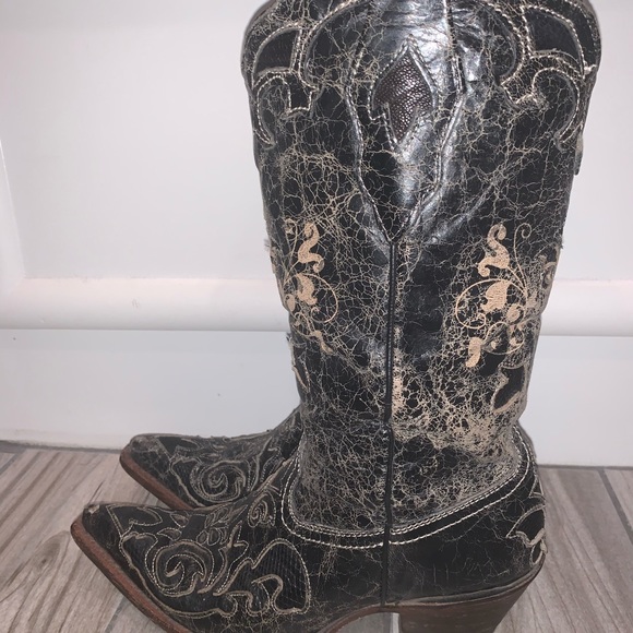 Corral Boots Black Vintage Lizard Overlay C2108 - Picture 8 of 8